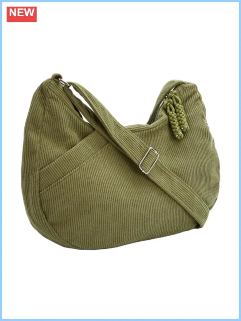 Corduroy Tote Bag for Women | Crossbody Bag | Adjustable Strap | Zip Pockets |